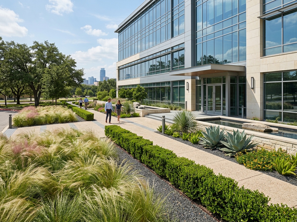 Commercial landscaping for office complex in North Austin